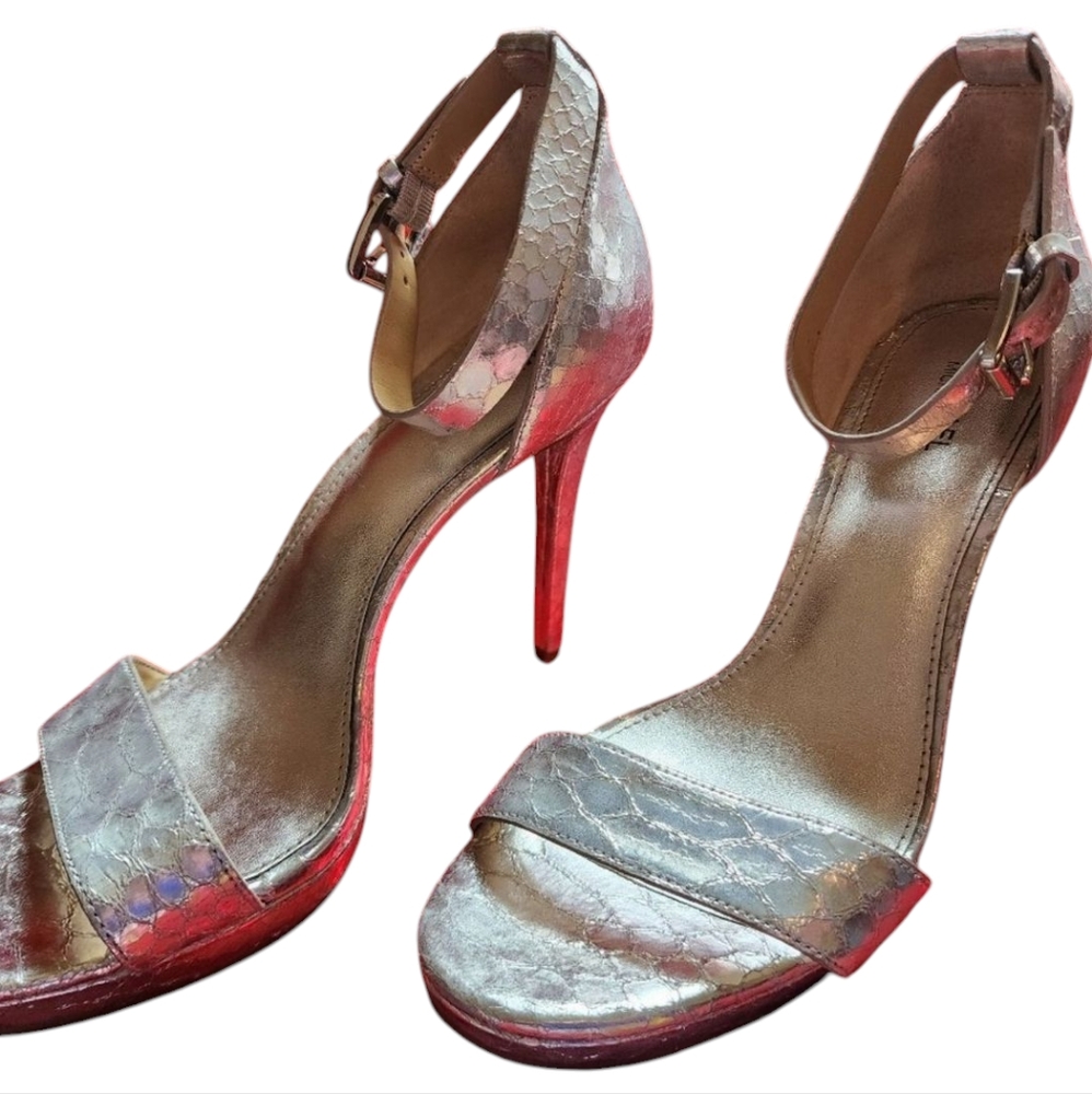 Michael Kors Silver Open Toed High Heels Size 7.5‎